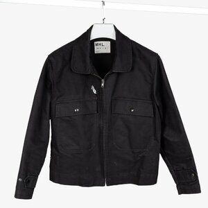 MHL by Margaret Howell Black Cotton Cropped Zip Utility Jacket